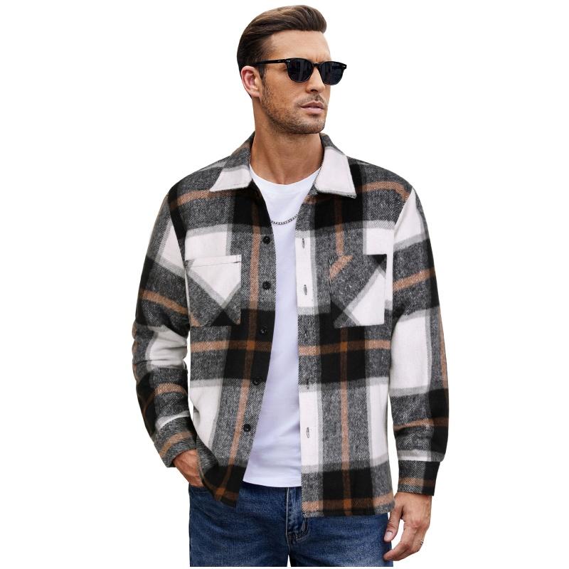 KZZ Fall Outfits Classic Menswear Flannel Shirts Casual