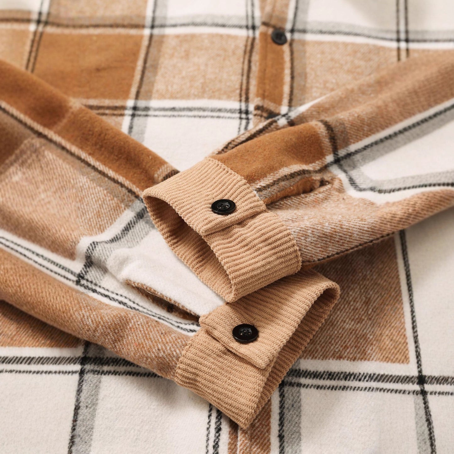 KZZ Men's Plaid Fleece Lined Shirt Jacket Colorblock Pattern