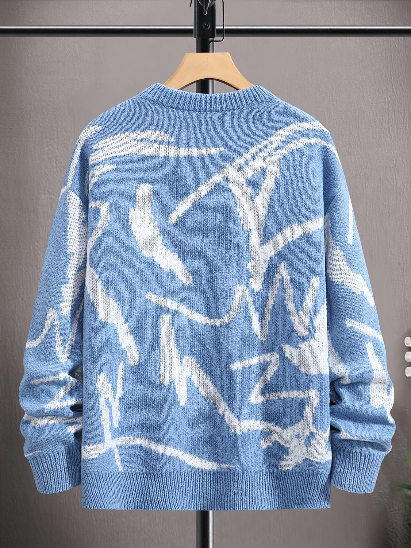 KZZ Men's Knitted Long Sleeve Sweater Crew Neck Graphic Casual Regular Fit Jumper