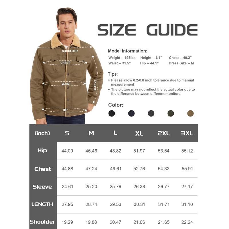 KZZ Men's Winter Jacket, Multi-Pocket Casual Collar Men's Top
