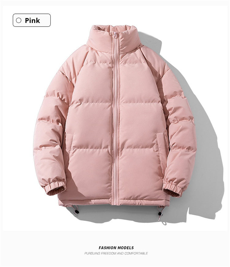 KZZ Solid Thickened Zipper Drawstring Cotton Jacket, Cold Weather Gear