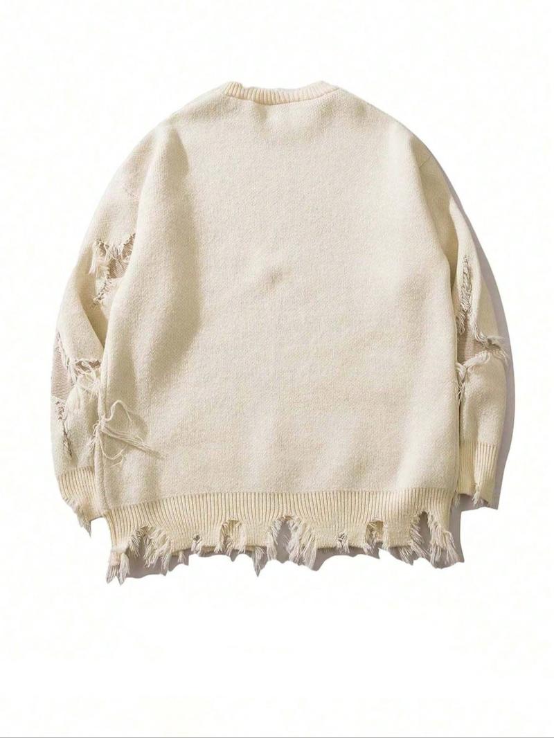 KZZ men's loose casual street soft and comfortable long-sleeved round neck knitted top