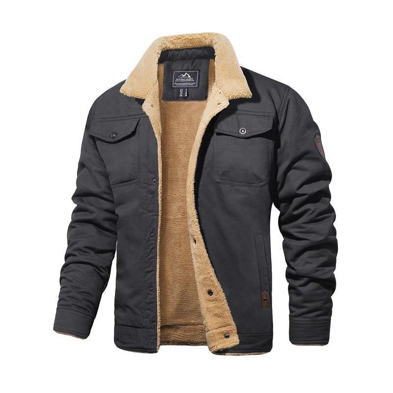 KZZ Men's Winter Jacket, Multi-Pocket Casual Collar Men's Top