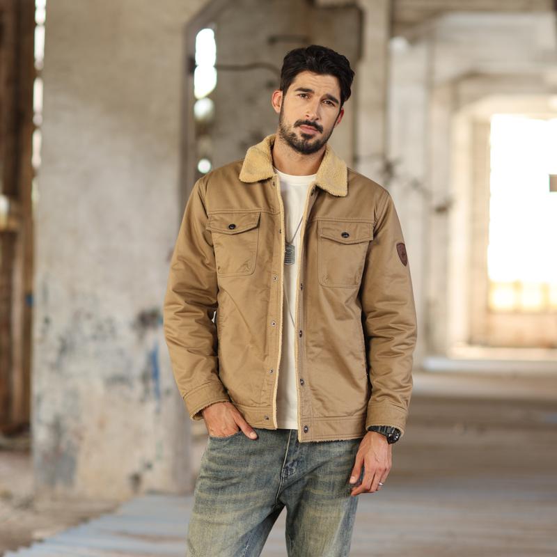 KZZ Men's Winter Jacket, Multi-Pocket Casual Collar Men's Top