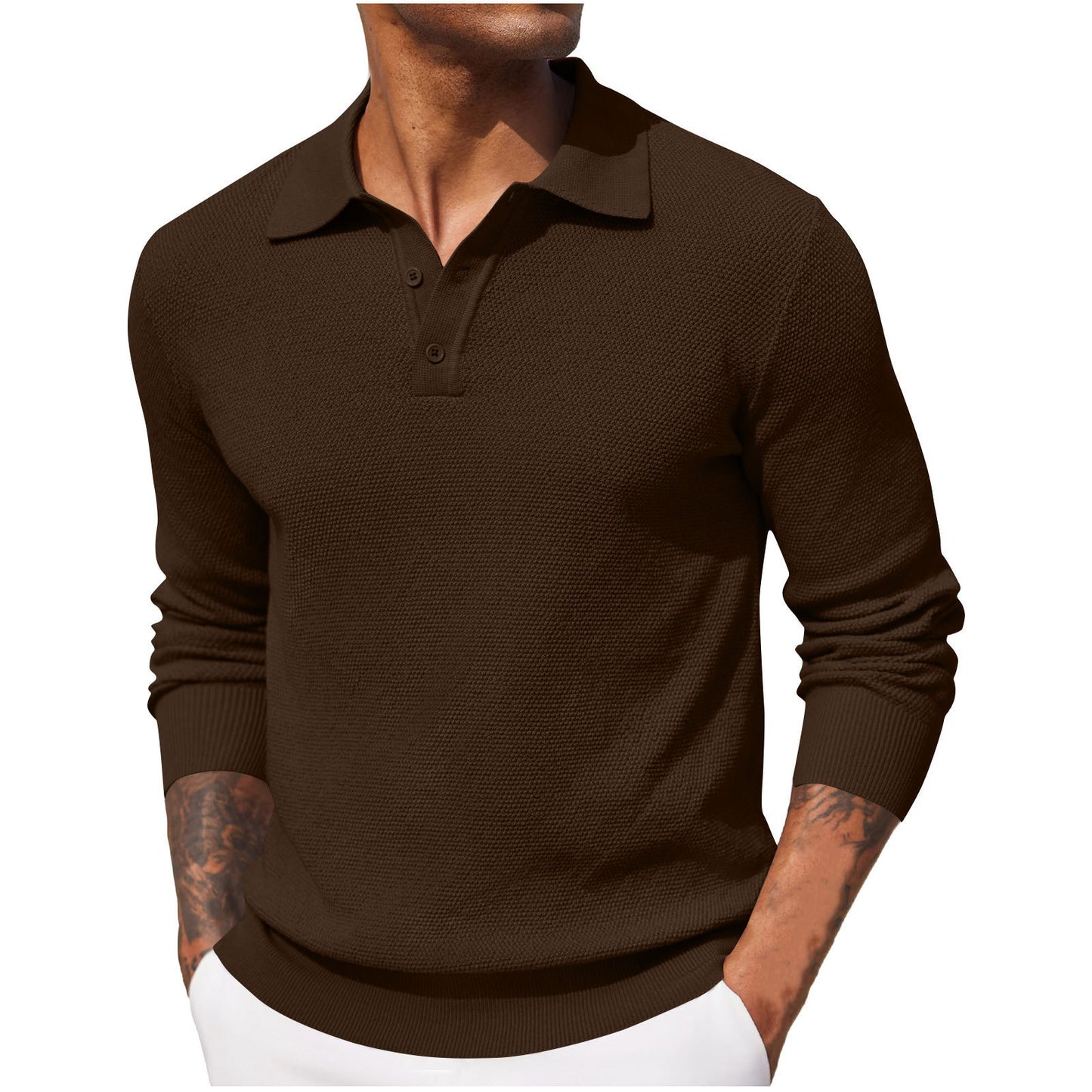 KZZ Fall Outfits Soft Menswear Knit Polo Shirts