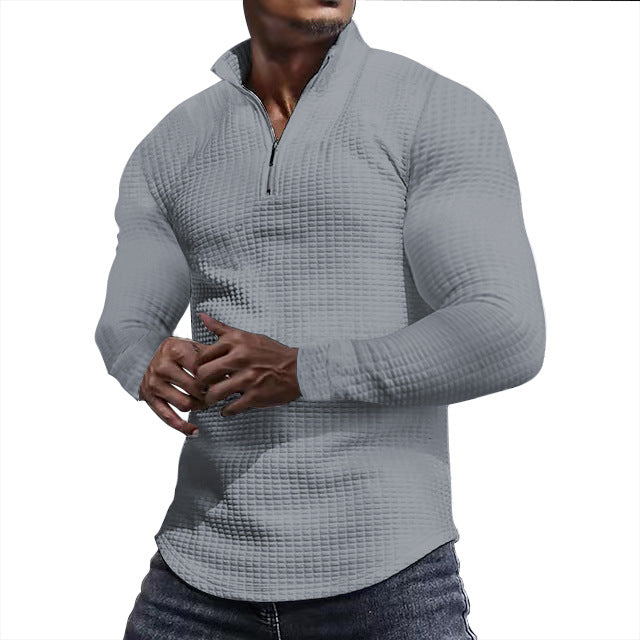 KZZ Men's Regular Fit Plain Half Zip Up Sweatshirt