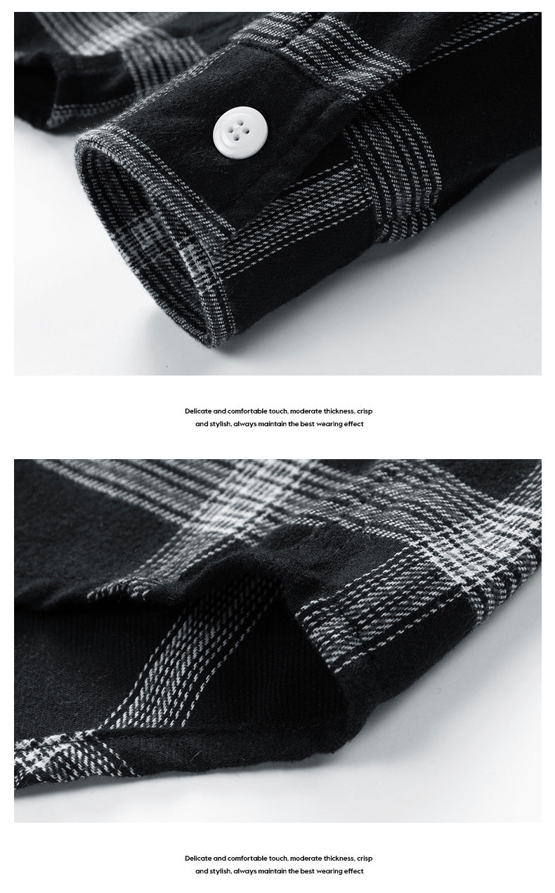 KZZ Casual Vintage Plaid Long Sleeve Shirt