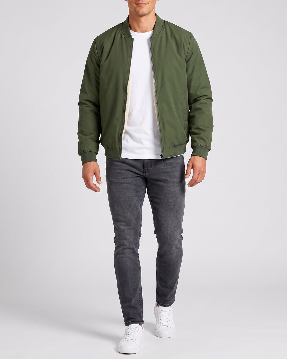 KZZ Men's solid color zip-up turtleneck warm coat