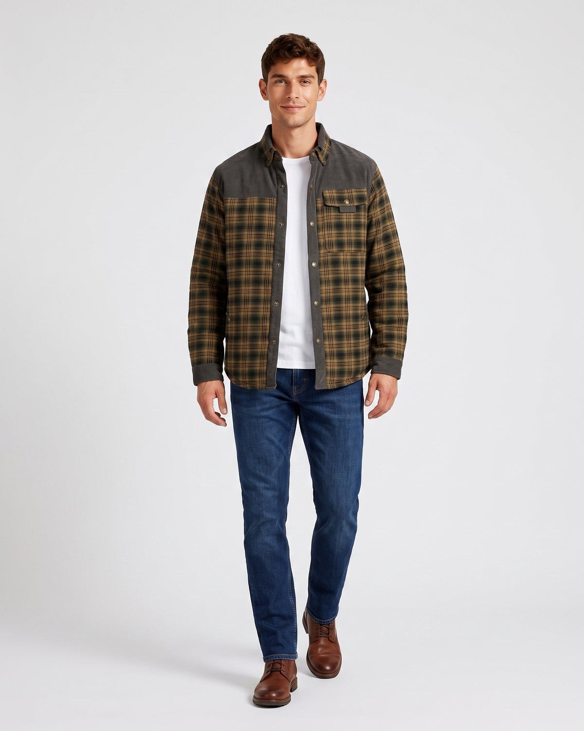 KZZ Men's Plaid Shirt Jacket