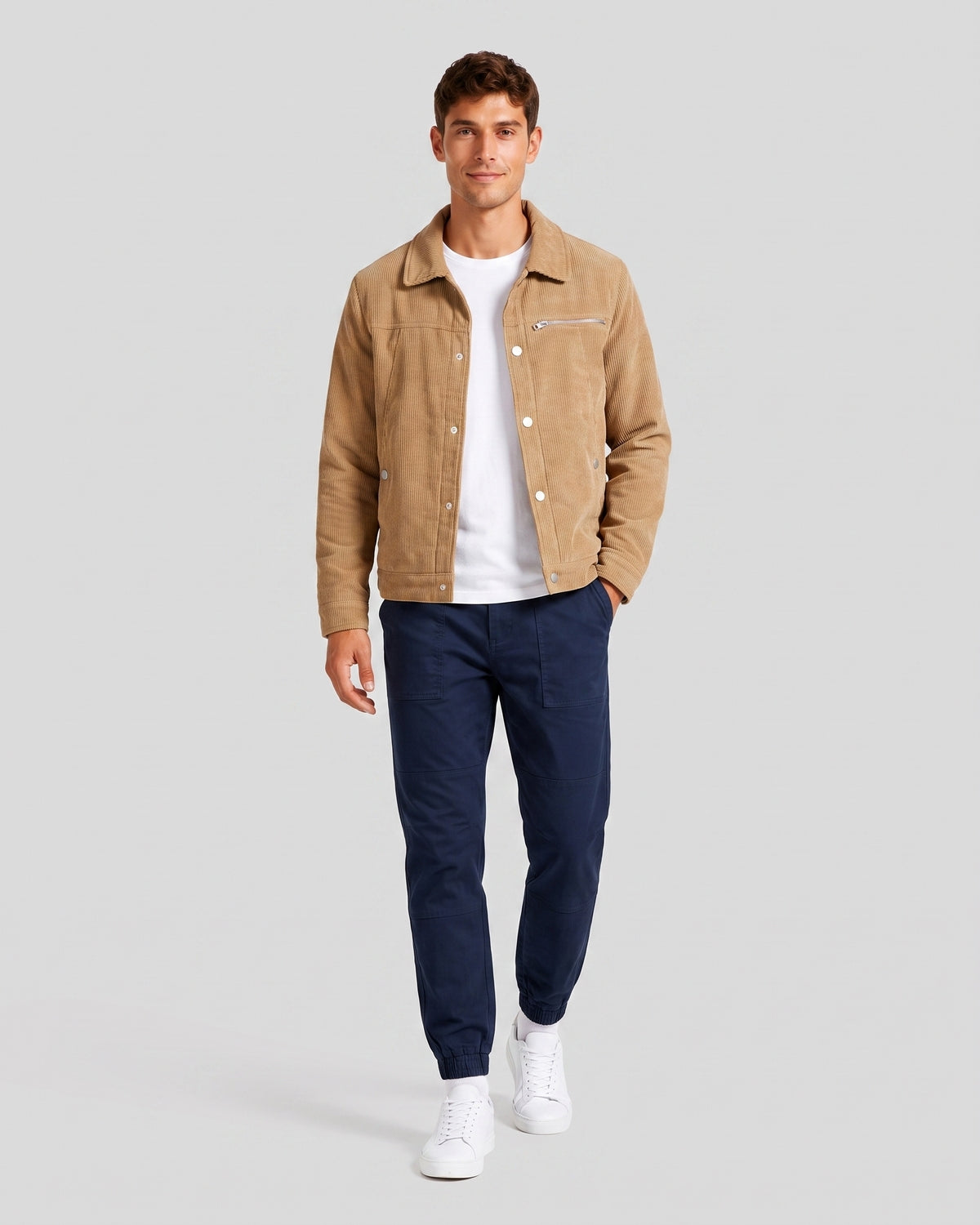 KZZ Men's Solid-Color Button-Front Jacket