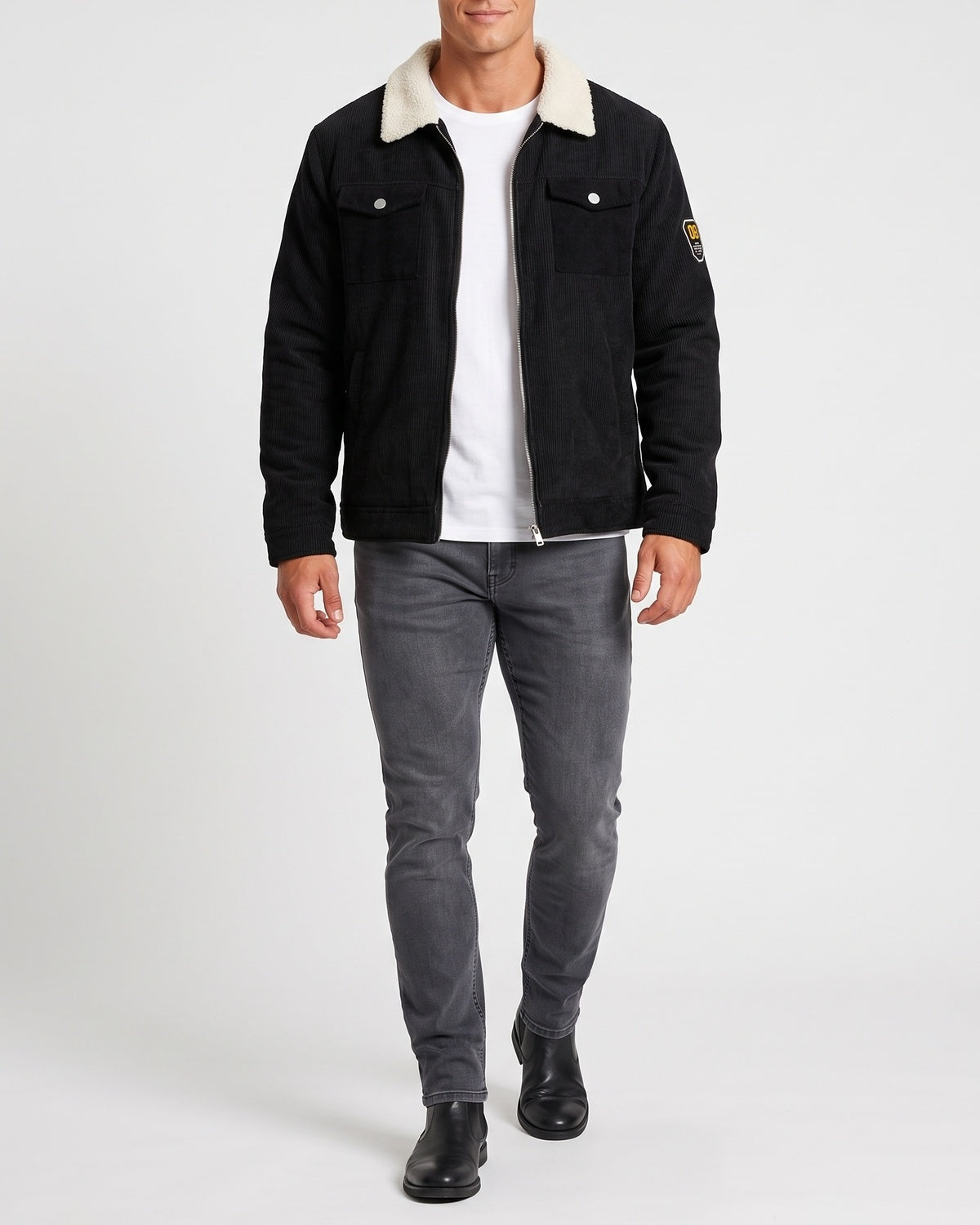 KZZ Corduroy Men's Jacket with Fleece Lining and Thickened Workwear