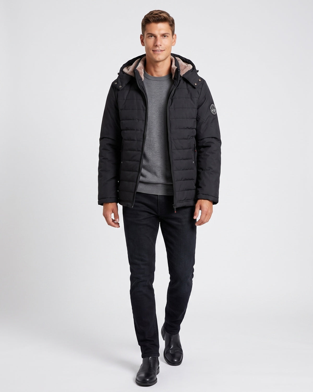 KZZ Men's solid-color fashion jacket