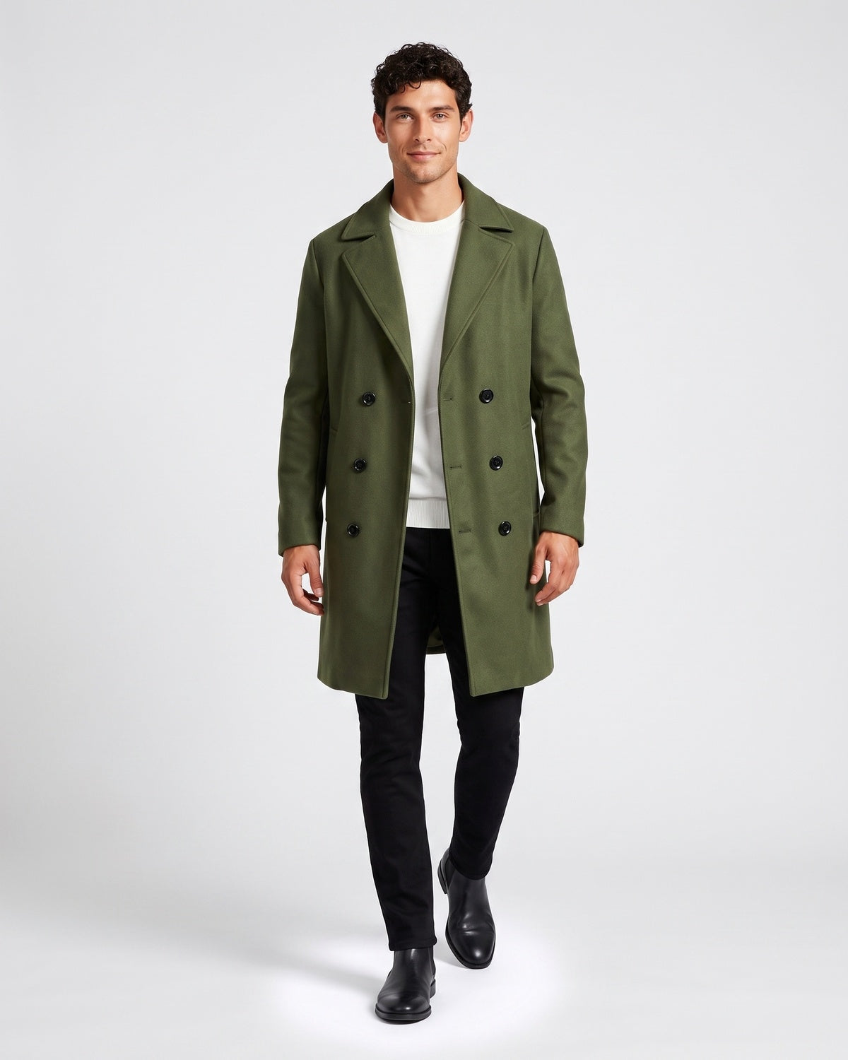 KZZ Men's double-breasted trench coat