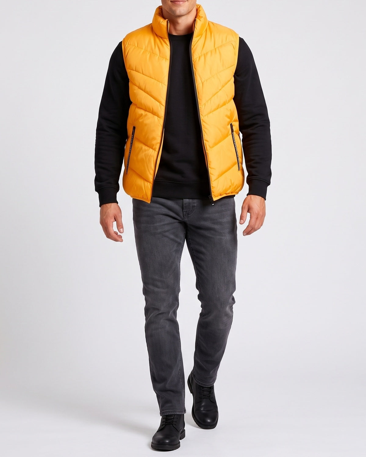 KZZ Men's Fashion Sleeveless Stand Collar Jacket
