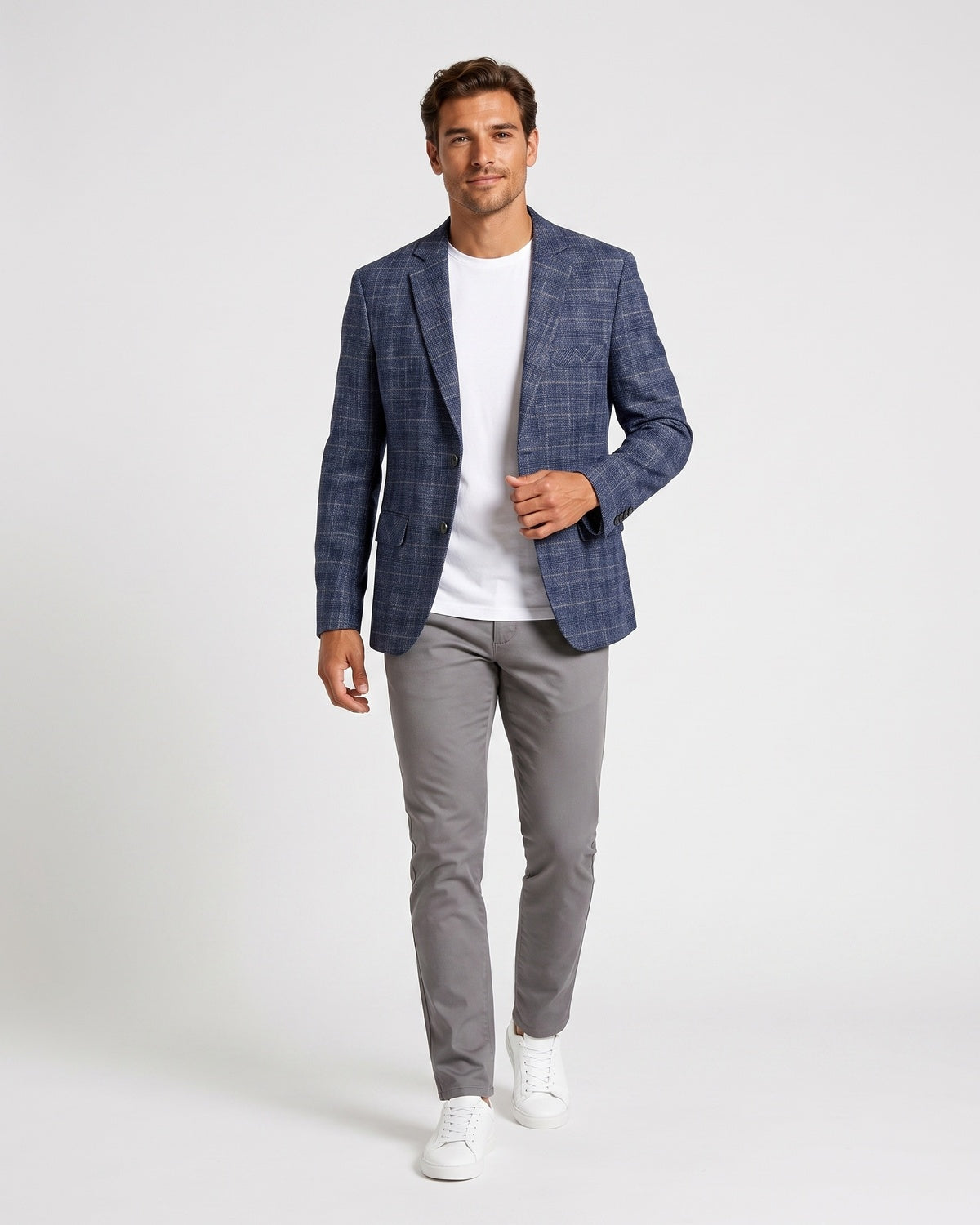 KZZ Men's single-breasted, two-button suit jacket