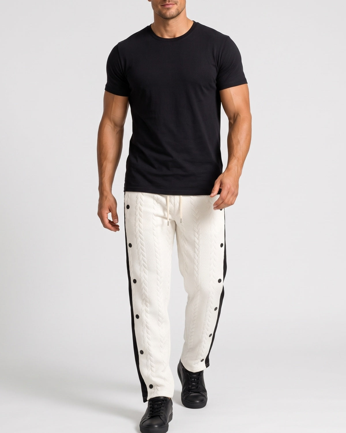 KZZ Men's straight-leg casual hip-hop style drawstring trousers