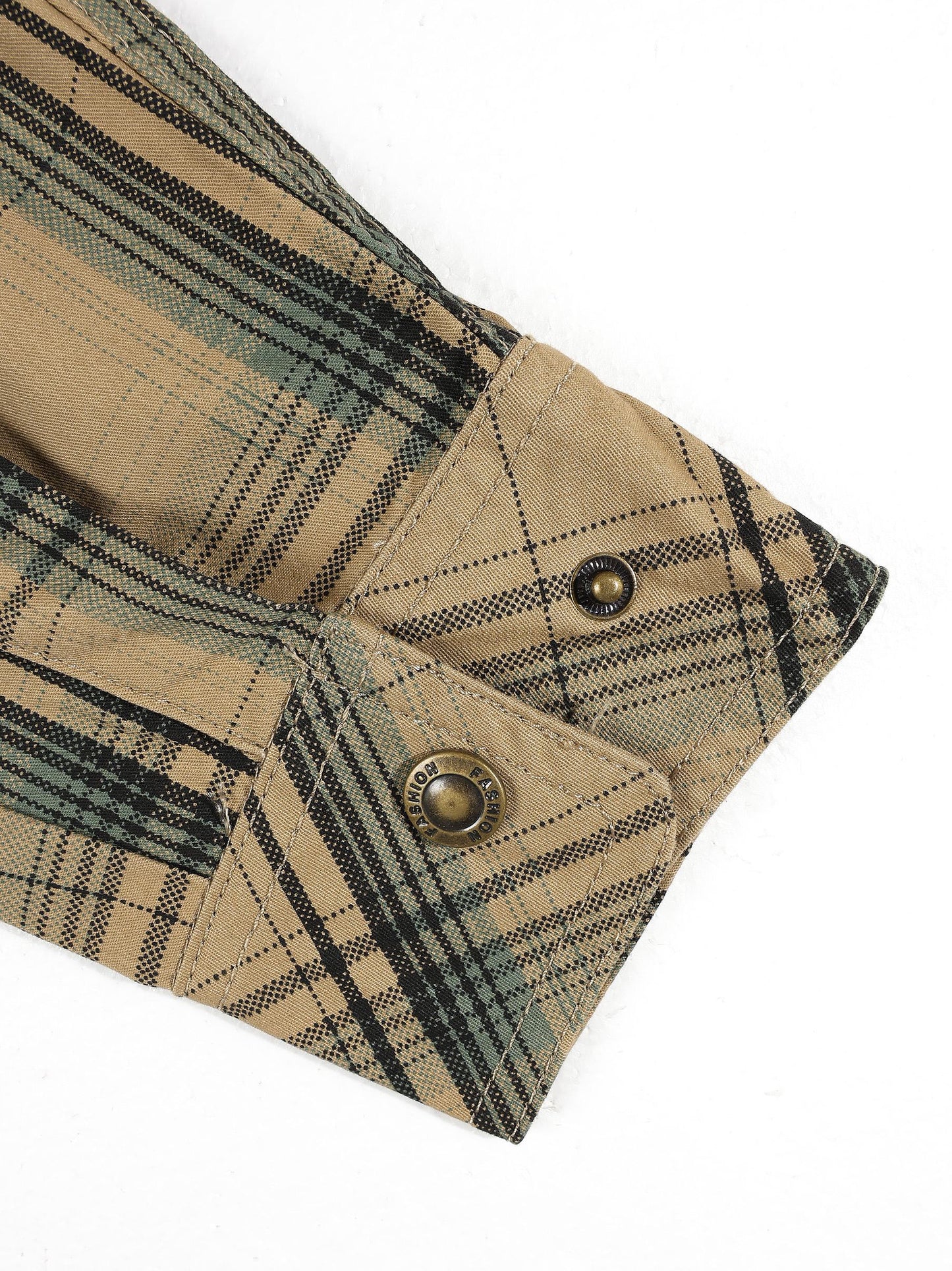 KZZ Men's long-sleeve plaid shirt