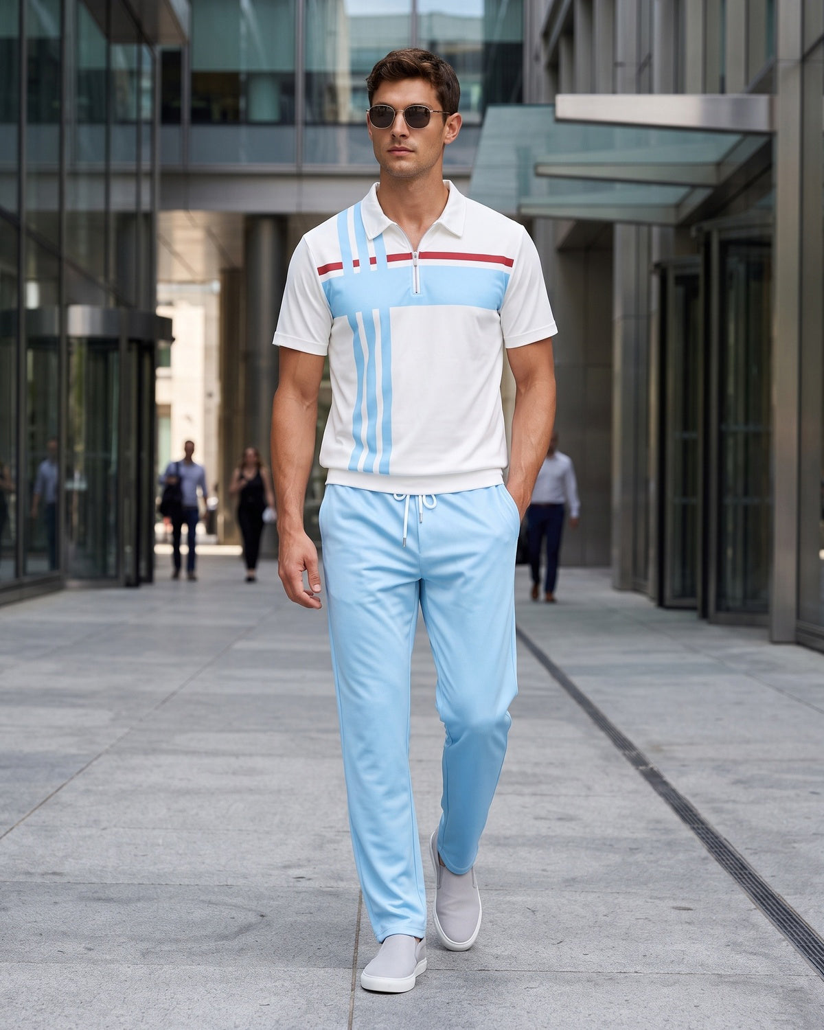 KZZ Short-sleeved zip-up top and trousers