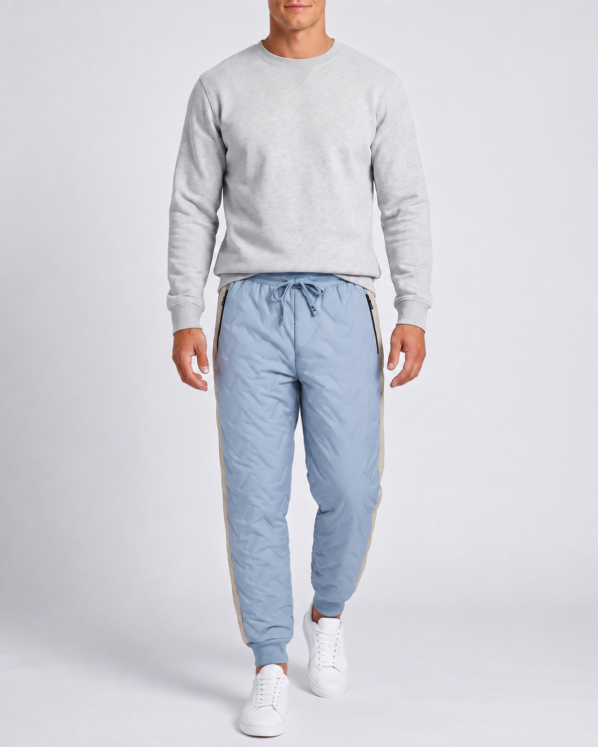 KZZ Men's color-blocked fleece thermal trousers