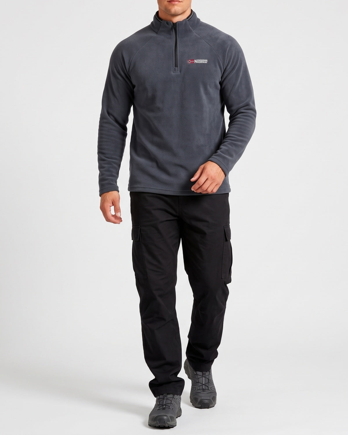 KZZ Men's loose-fitting solid color half-zip warm hoodie