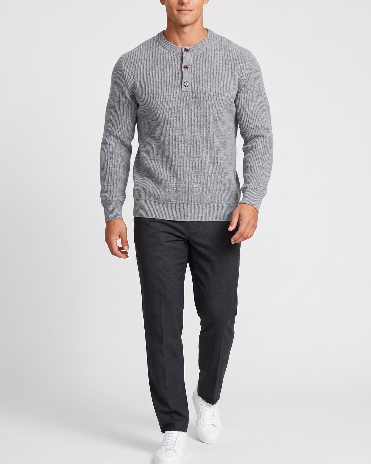 KZZ Men's base layer sweater crew neck knit sweater