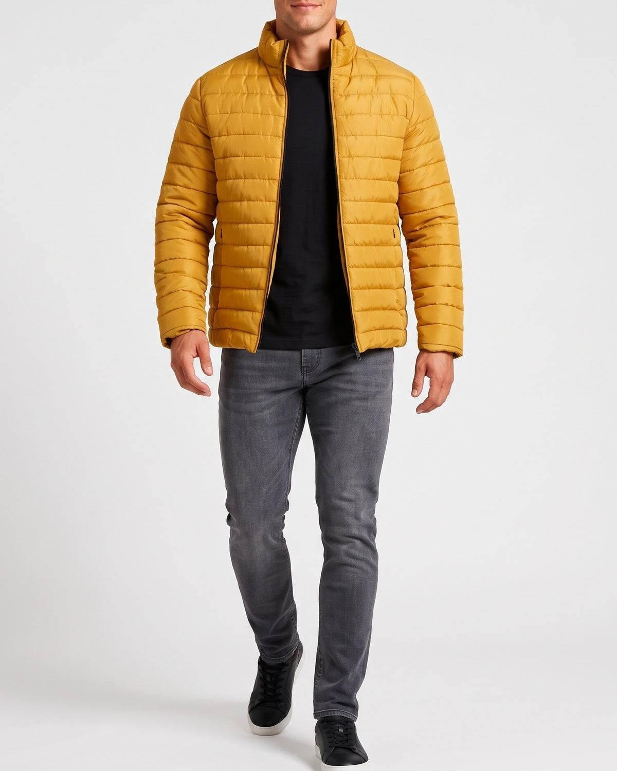 KZZ Men's Casual Thick Jacket, Stand Collar Jacket