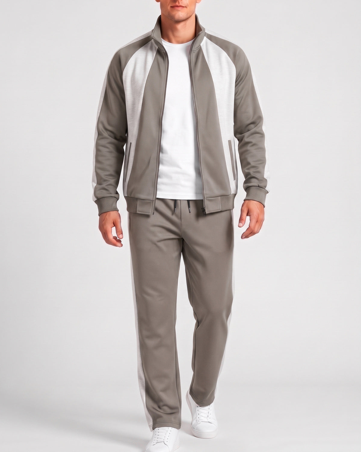 KZZ Men's black and gray color-blocked tracksuit