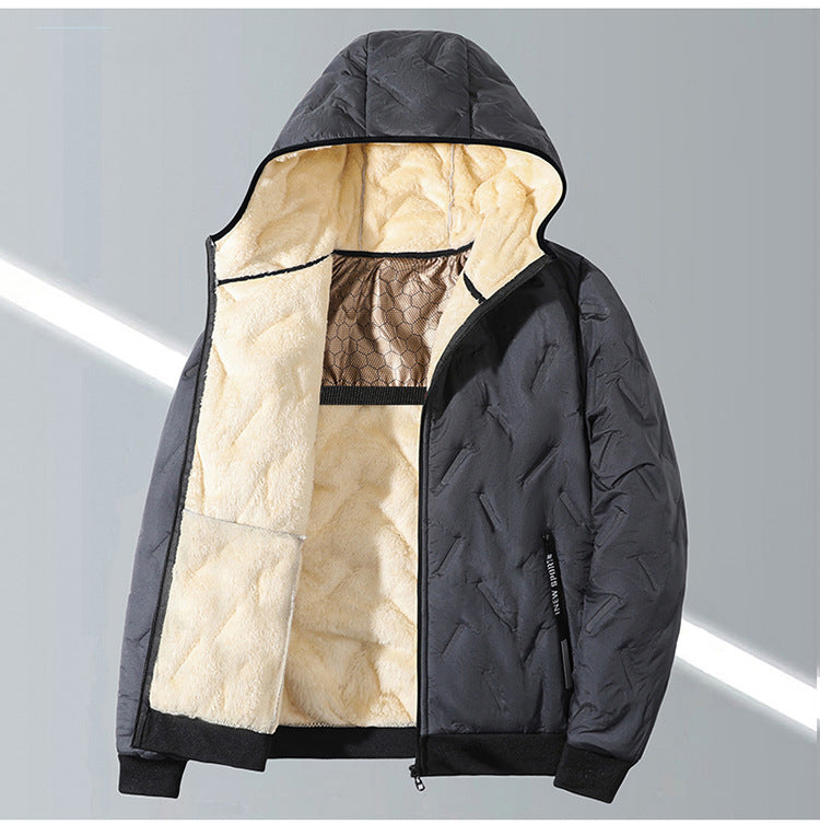 KZZ Men's Winter Warm Jacket with Fleece Lining Polyester Fiber Material Coats