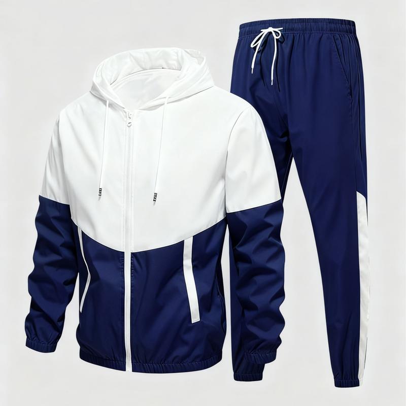 KZZ patchwork jacket and casual sports pants two-piece set