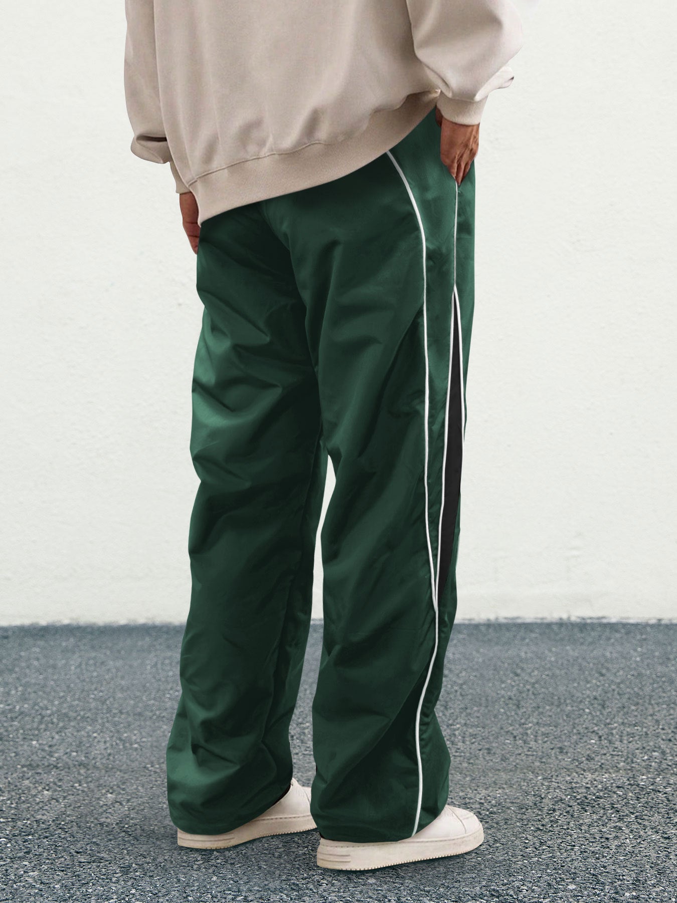 KZZ Men's Letter Patchwork Side Stripe Drawstring Waist Pants