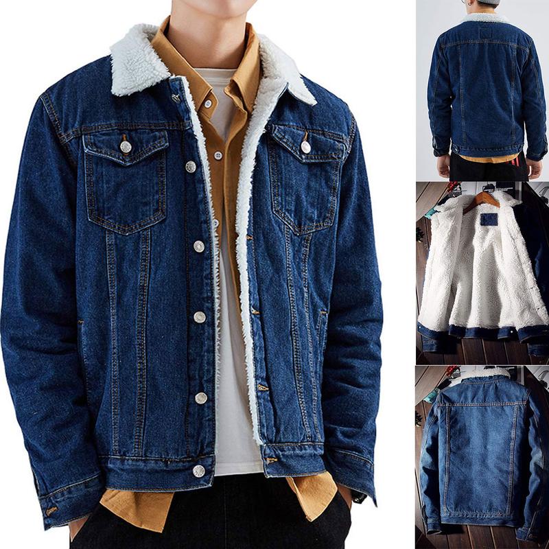 KZZ Men's Fleece Lined Denim Jacket Warm Winter Trucker Jacket