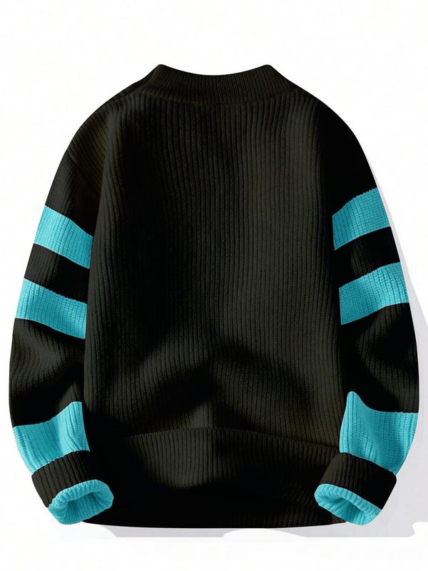 KZZ Men's Geometric Pattern Pullover Sweater