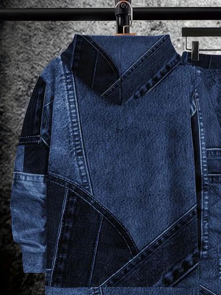 KZZ Men's Fall Winter Hooded Sweatshirt & Pants Set