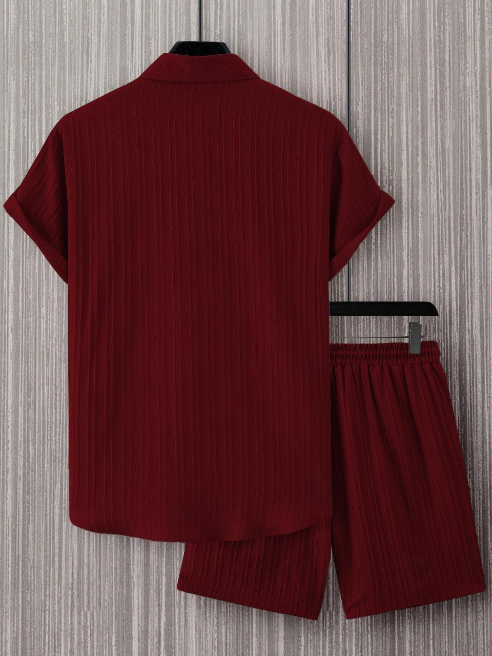 KZZ ultra-large size texture shirt and tie waist shorts summer set