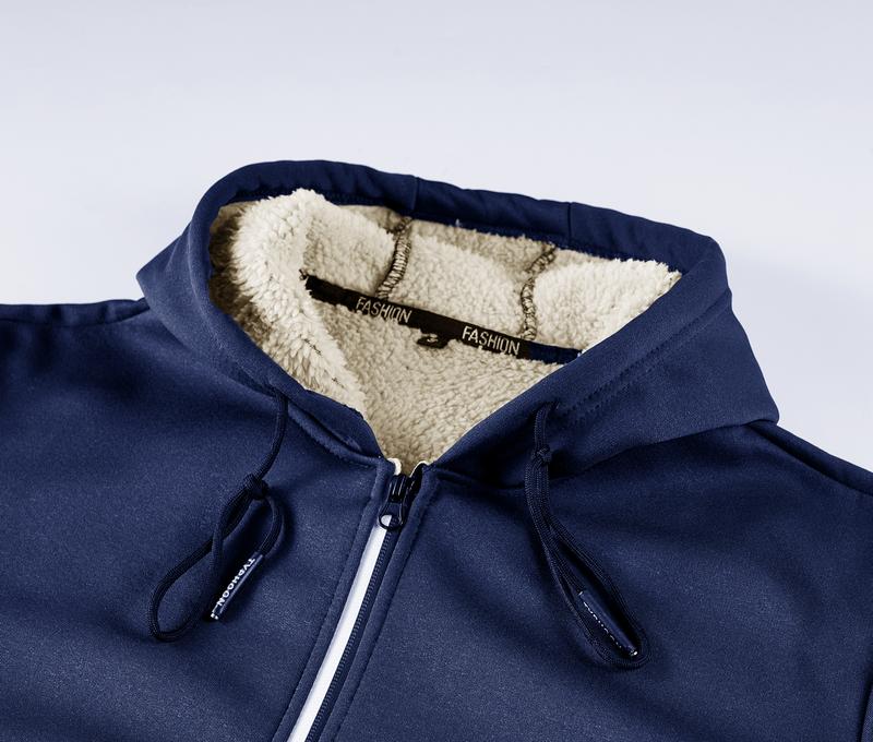 KZZ Men's winter hooded jacket, multi-pocket casual lapel men's top