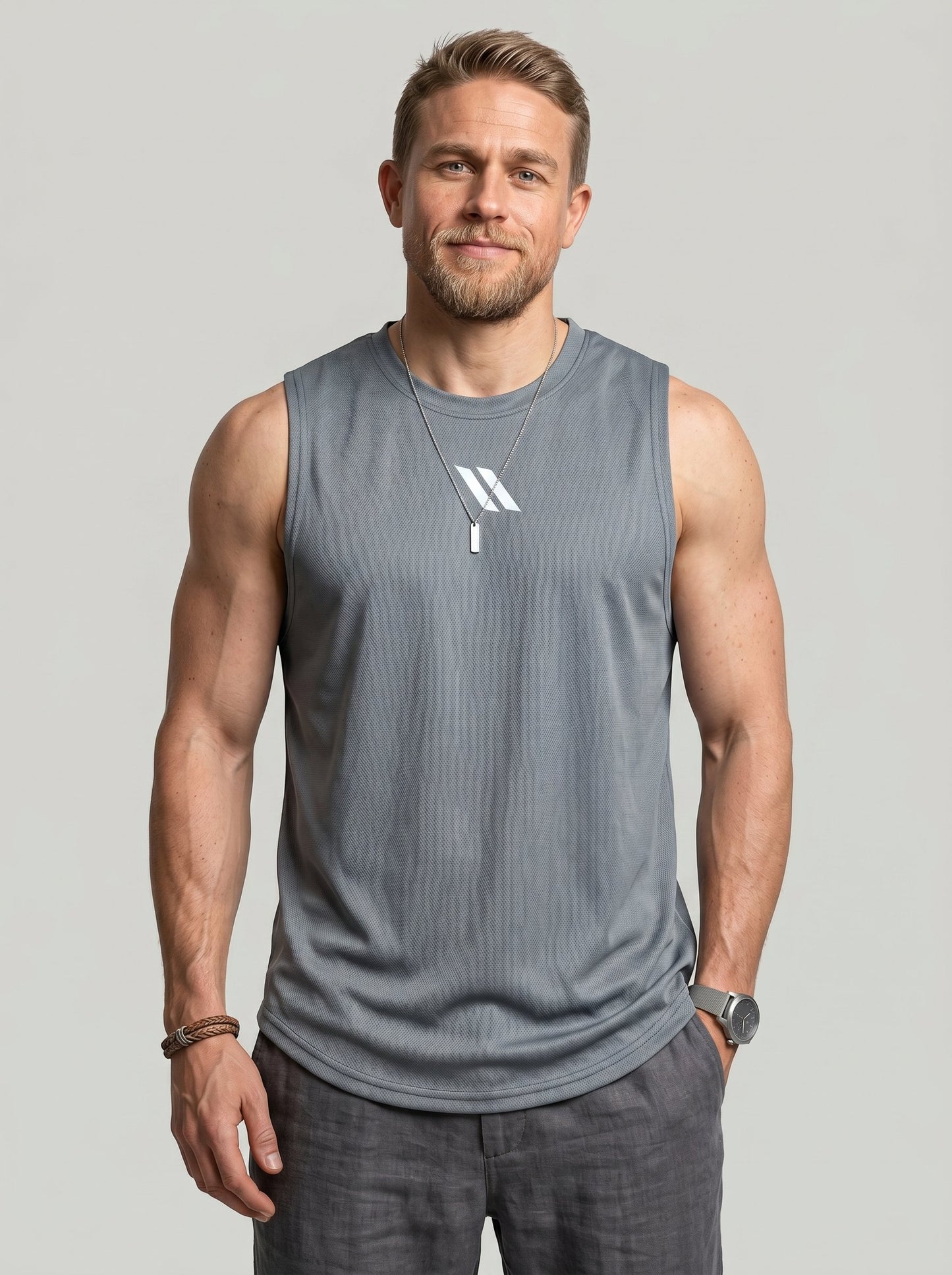 KZZ Men's Solid-Color Mesh Tank Top