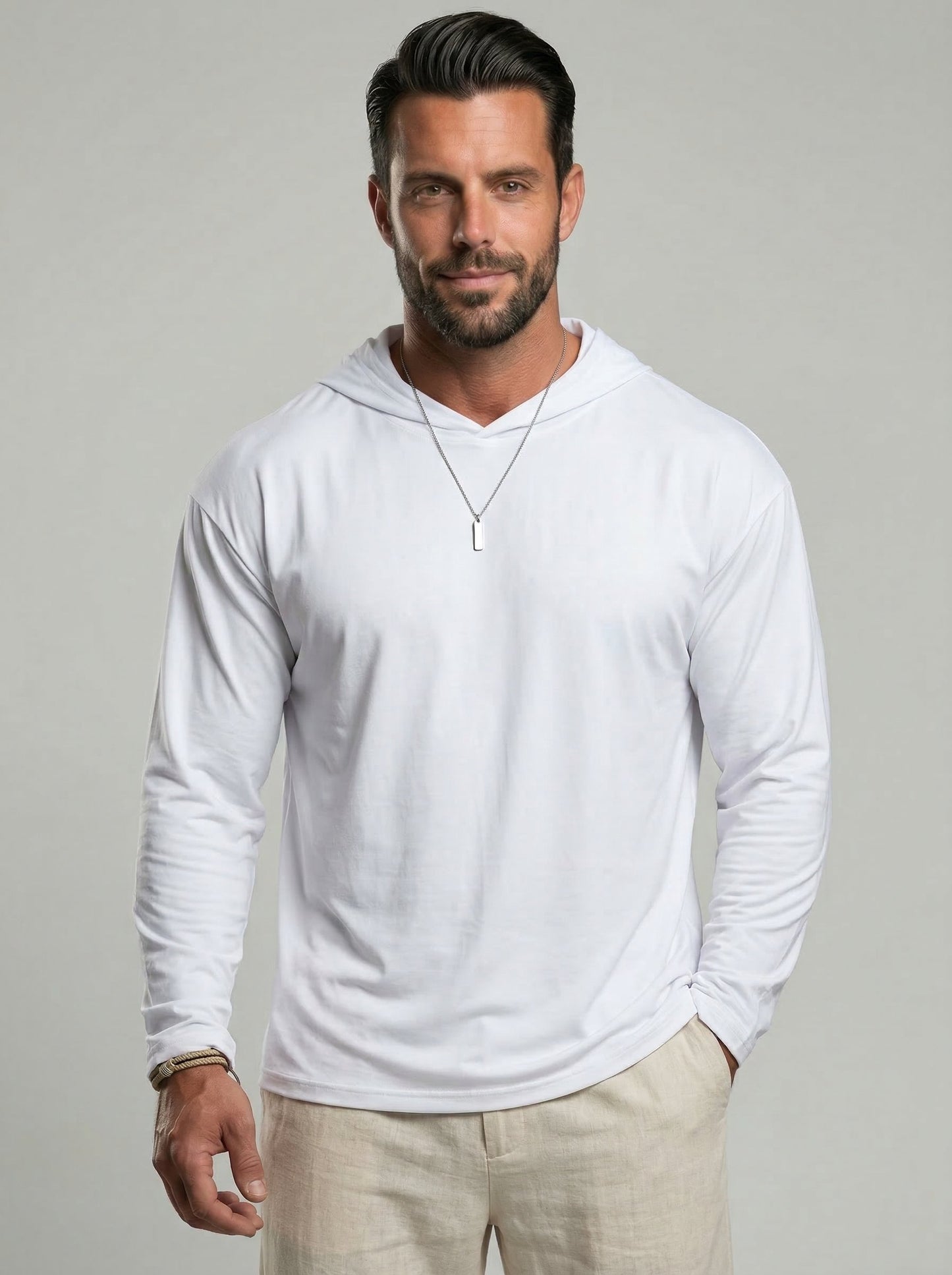 KZZ Hooded Drop-Cut Long Sleeve
