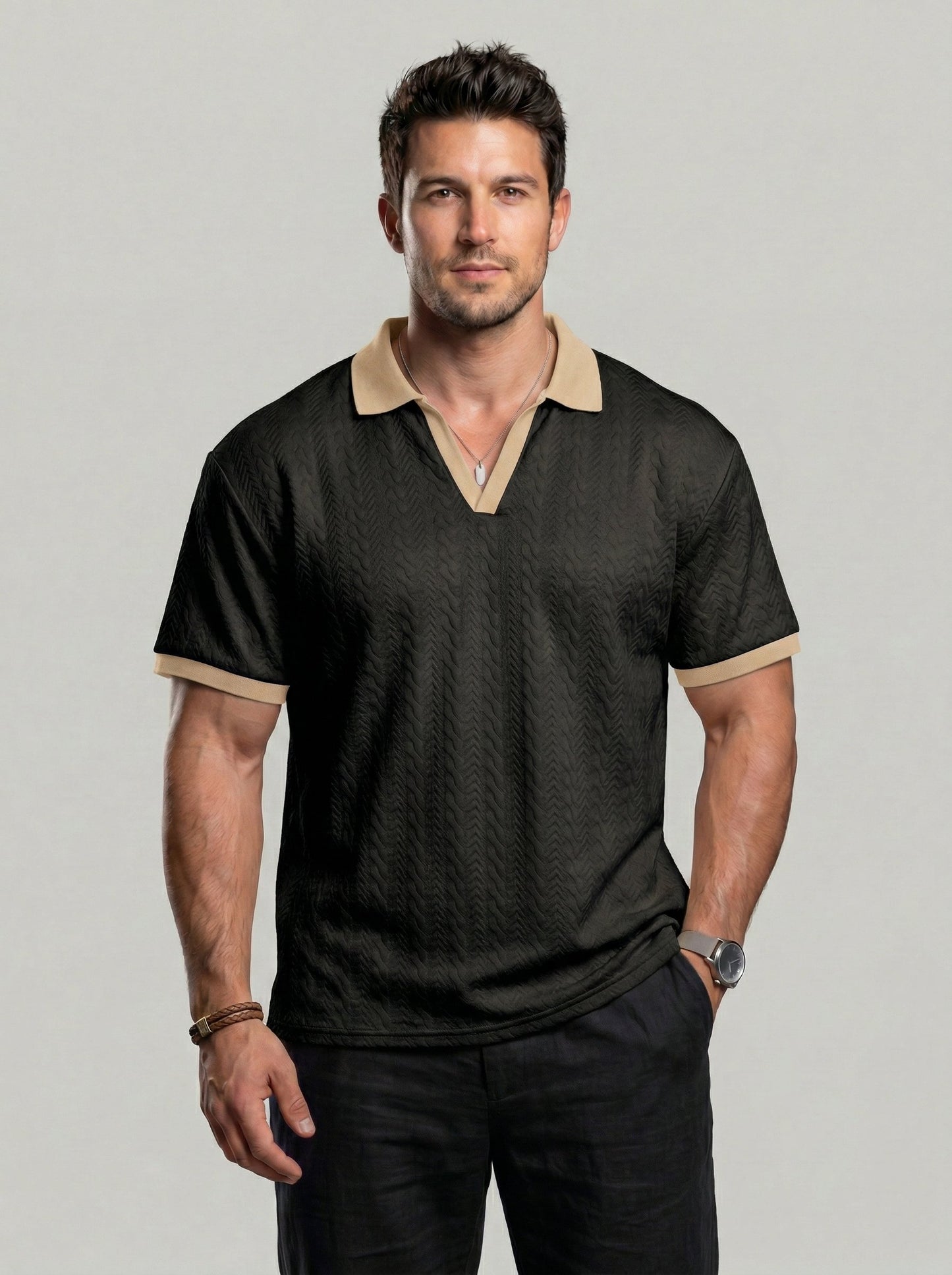 KZZ Men's Simple and Versatile Knitted Pullover
