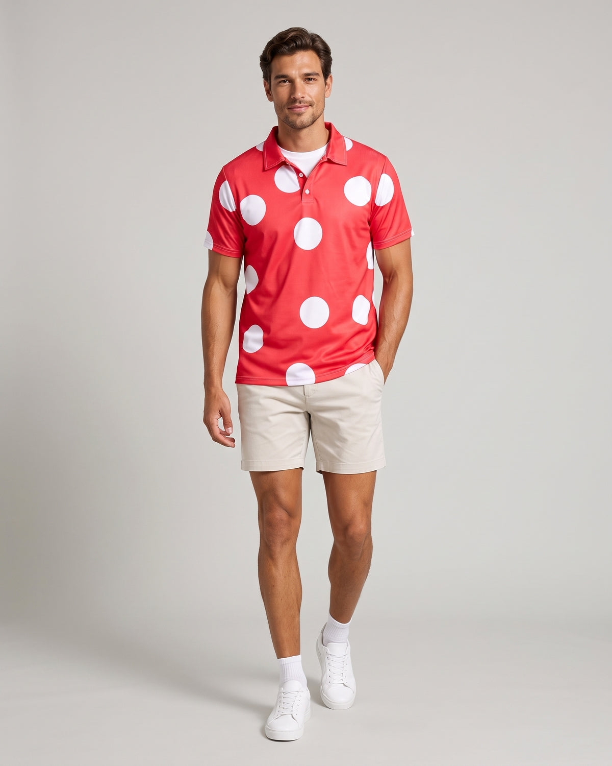 KZZ Men's Polka-Dot Polo Shirt
