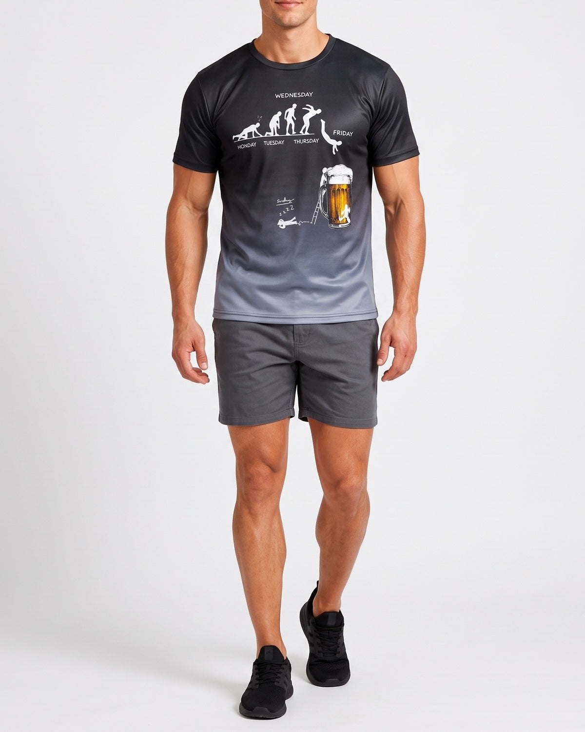 KZZ Men's 3D Printed Beer Evolution Graphic Tee