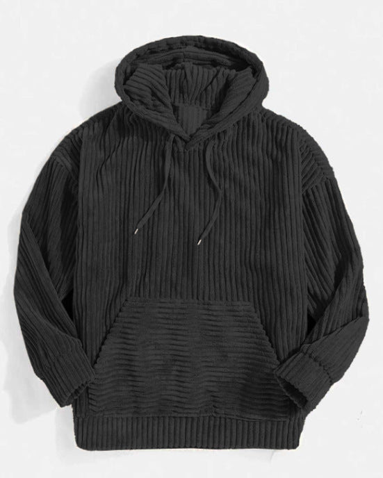 KZZ Men's Autumn/Winter Hooded Solid Color Hoodie