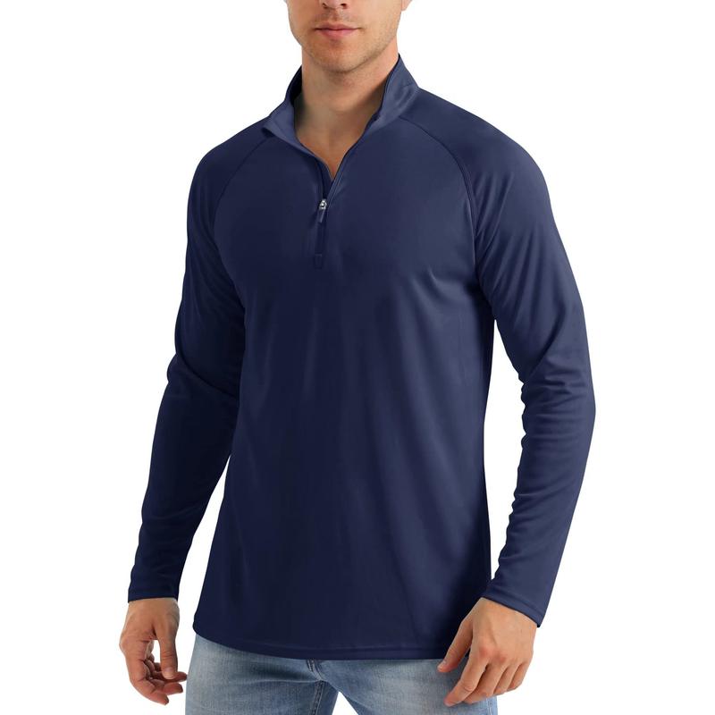 KZZ Men's Zip Shirt Quick Dry Lightweight Long Clothing Sports Casual Wear