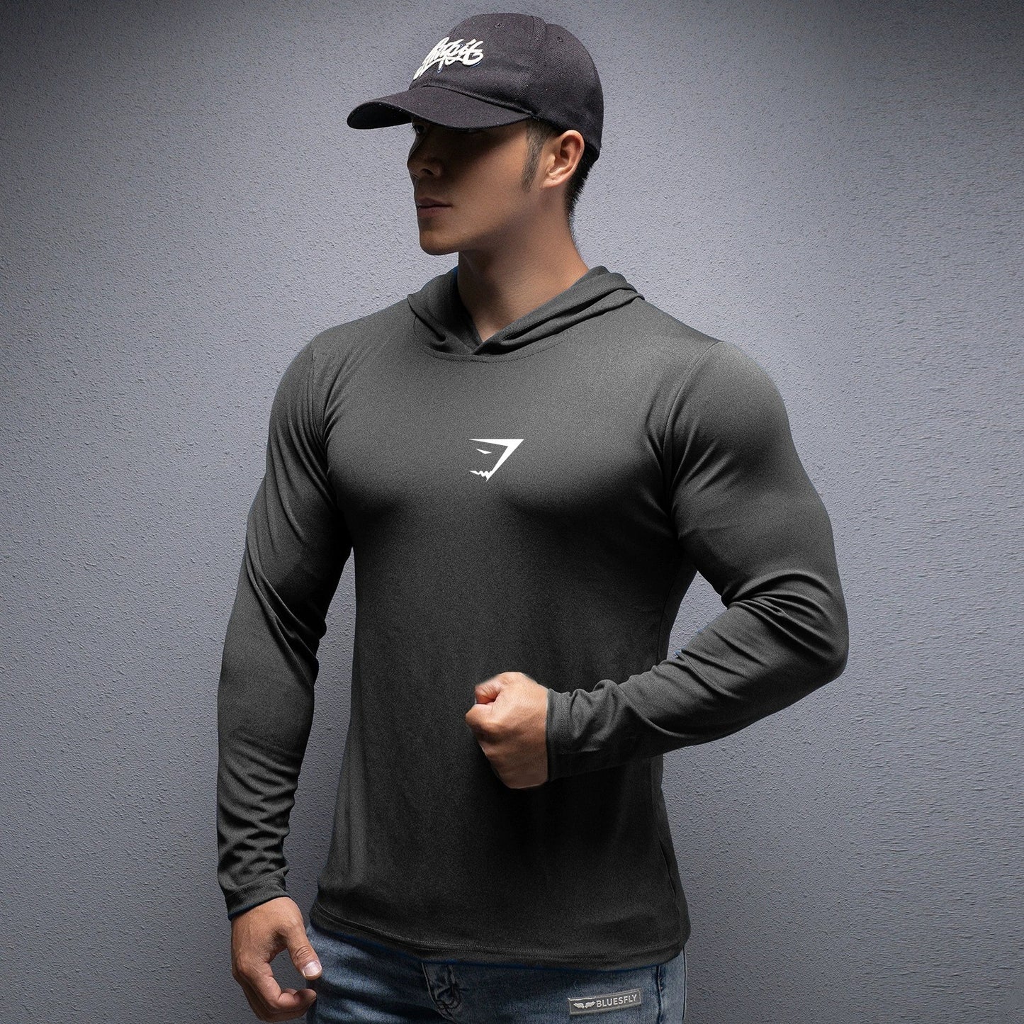 KZZ Men's Long Sleeve Hooded Compression Shirt