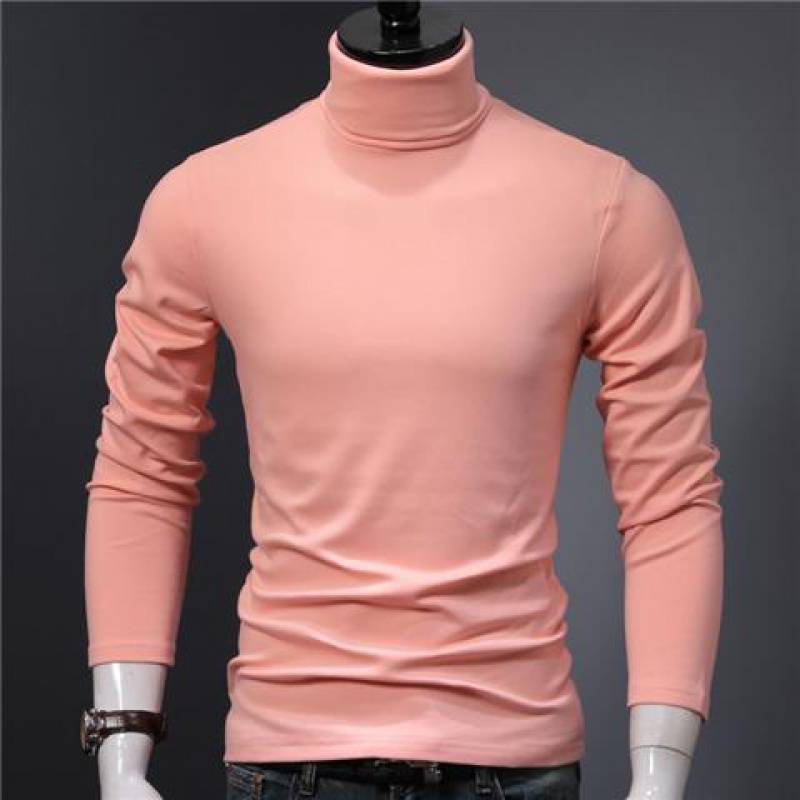 KZZ Sculpted Style Men's Lightweight Pullover Top Slim Fit Turtleneck