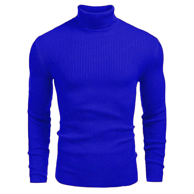 KZZ Fall Outfits Men's Knitted Ribbed Turtleneck/High Neck Slim Fit Basic Sweater