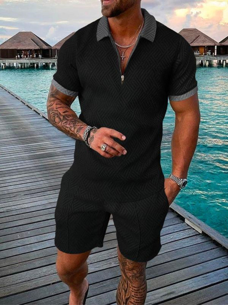 KZZ Mens Polo Shirt and Shorts Sets