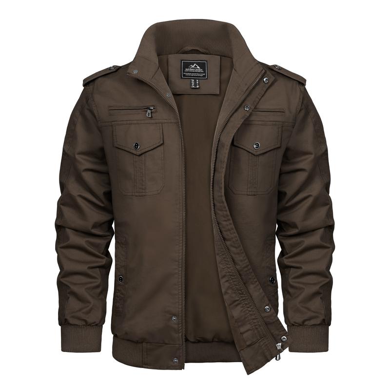 KZZ autumn men's casual windbreaker jacket workwear stand collar bomber jacket