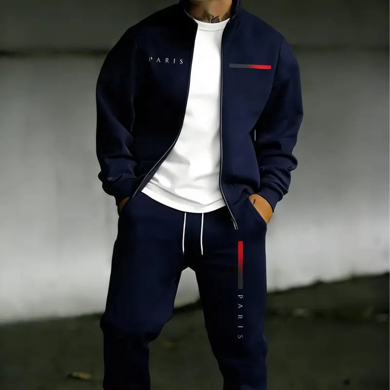 KZZ Two-piece set: printed zip-up jacket and sweatpants