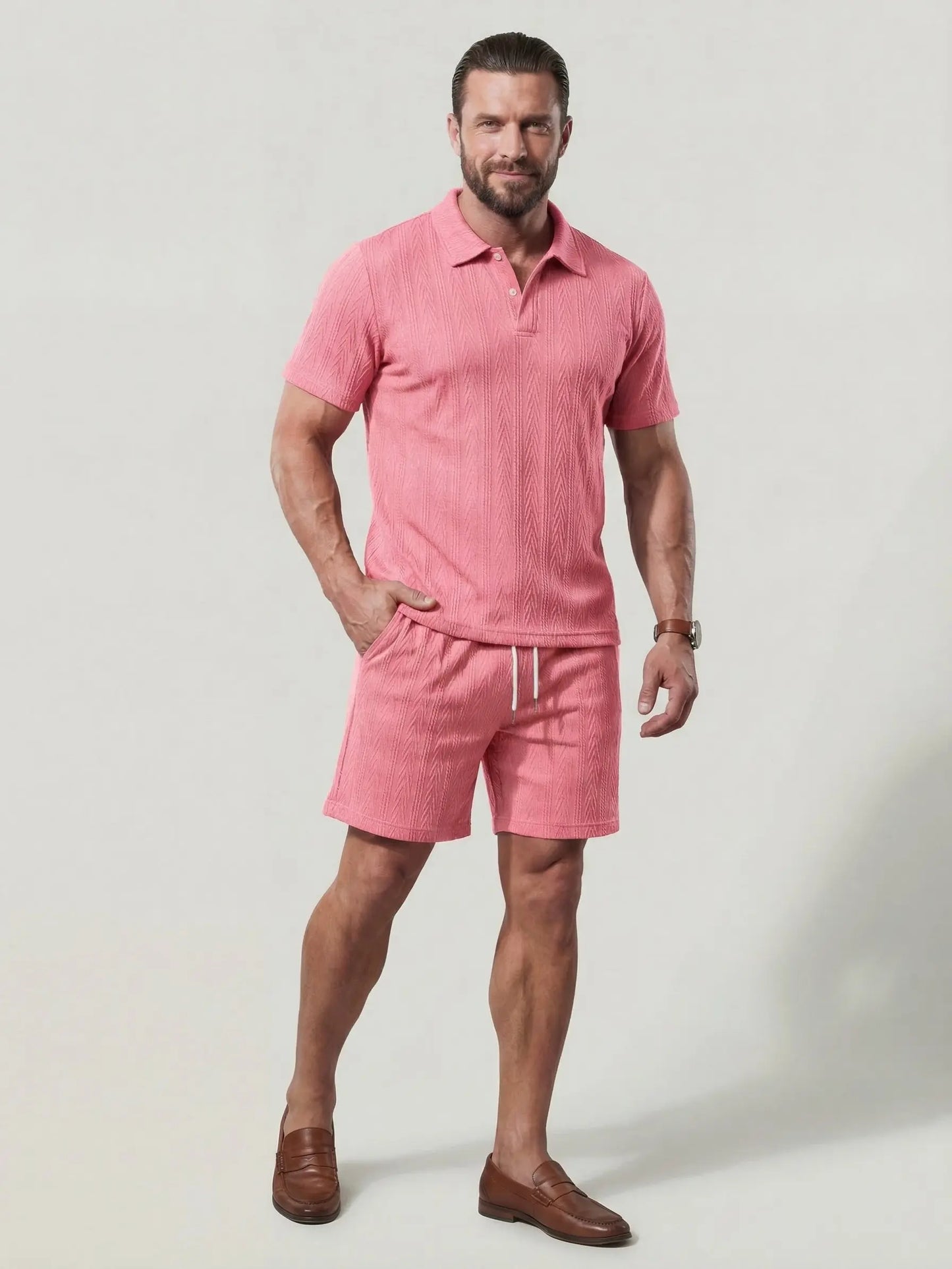 KZZ Retro Polo Shirt + Loose-fitting Shorts
