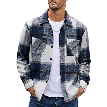 KZZ Fall Outfits Classic Menswear Flannel Shirts Casual